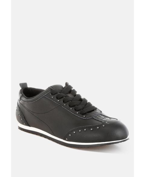 Женские кроссовки Rag & Co Odaya Studded Real Soft Leather, цвет: Чёрный