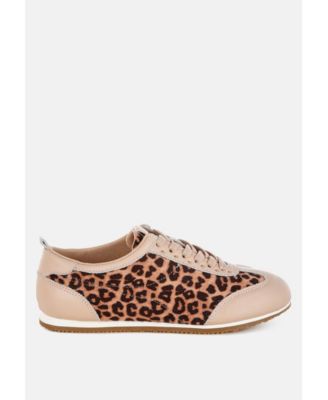 Narati Leopard Print Real Leather Sneakers
