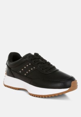 Womens Athion Studded Real Leather Sneakers