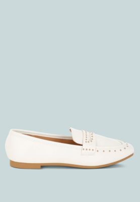 Womens Dorlina Studded Faux Leather Loafers