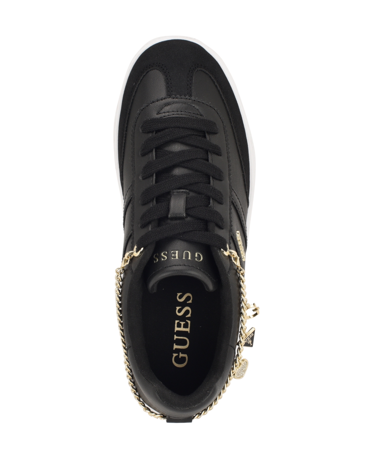 Guess Women's Naoko Charms Lace-up Court Sneakers In Black