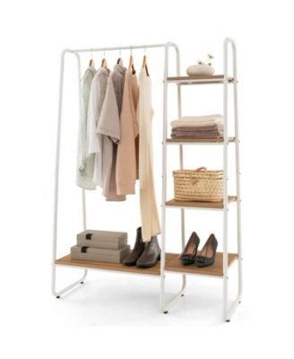 Clothes Rack Free Standing Storage Tower with Hanging Bar