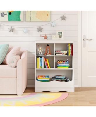 34.5" Kids Bookshelf with 5 Bins for Playroom and Living Room