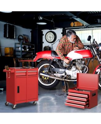 2-in-1 Rolling Tool Chest with 5 Sliding Lockable Drawers
