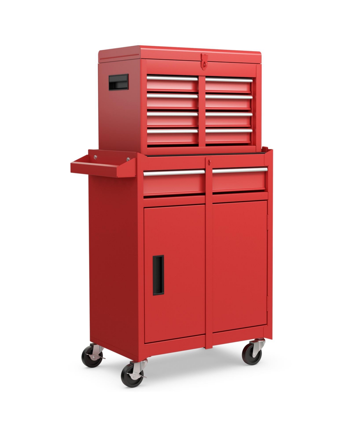 2-in-1 Rolling Tool Chest with 5 Sliding Lockable Drawers - Navy