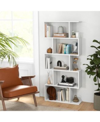 5-Tier Bookshelf with Anti-Toppling Device for Living Room Home Office