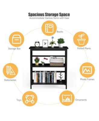 3-Tier Wooden Multi-Functional X-Design Etagere Storage Bookshelf