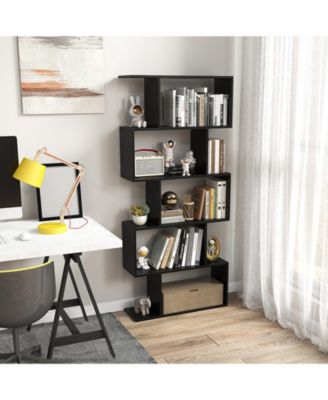 5-Tier Bookshelf with Anti-Toppling Device for Living Room Home Office
