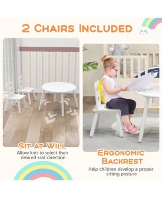 Wood Activity Kids Table and Chair Set with Center Mesh Storage