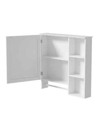 Wall Mounted Bathroom Storage Cabinet, Medicine Cabinets with large mirror door, adjustable shelves and three open storage levels(Not Include Bathroom Vanity )
