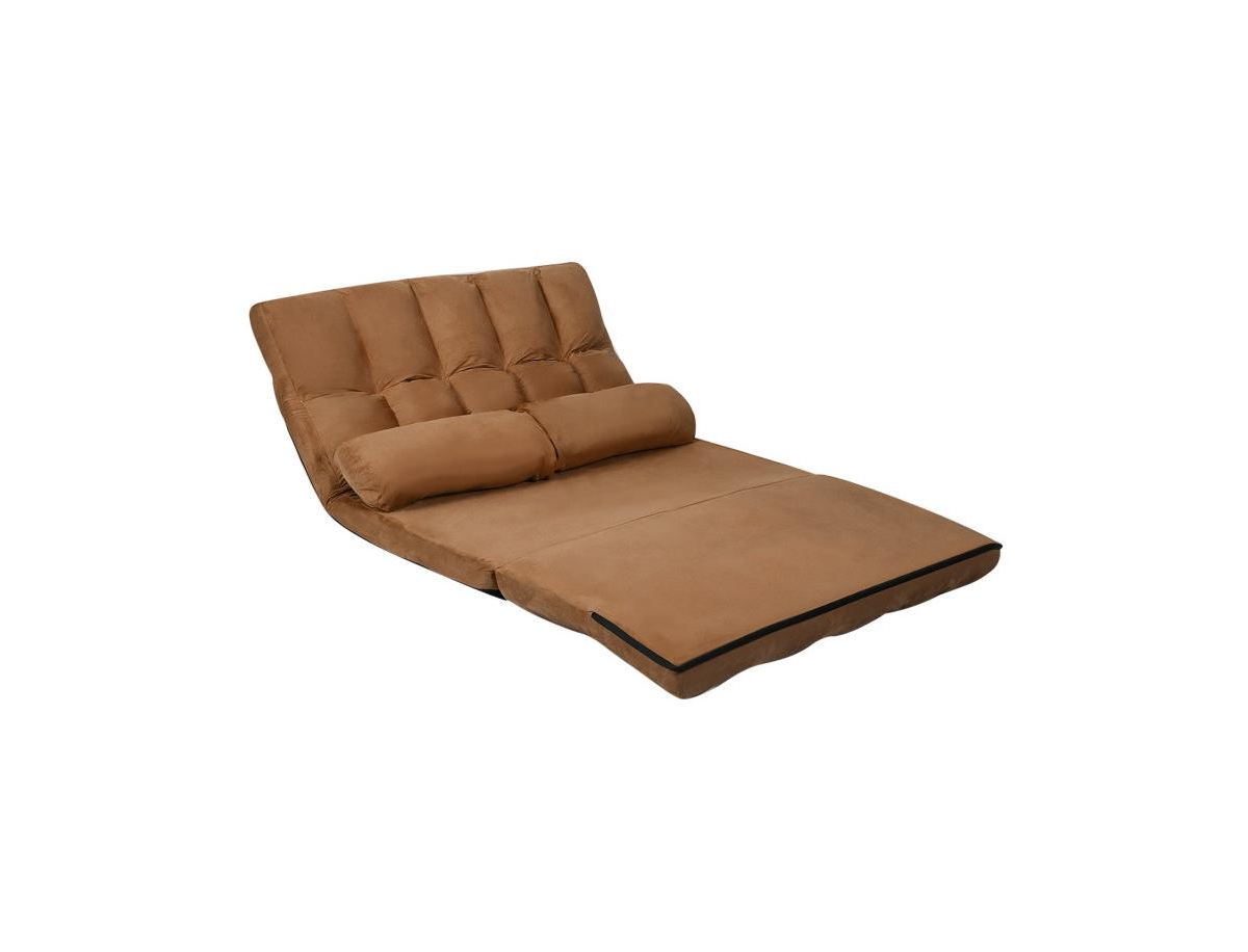6-Position Foldable Floor Sofa Bed with Detachable Cloth Cover - Brown