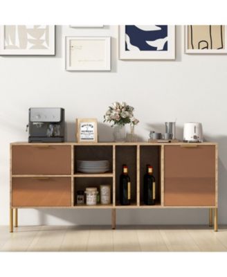 Mirrored Buffet Cabinet with 2 Drawers and 1 Door for Living Room