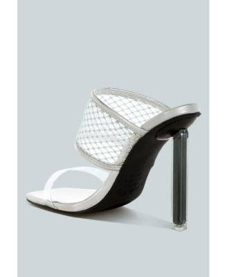 Womens Salween Clear Embellished Square Toe Heels