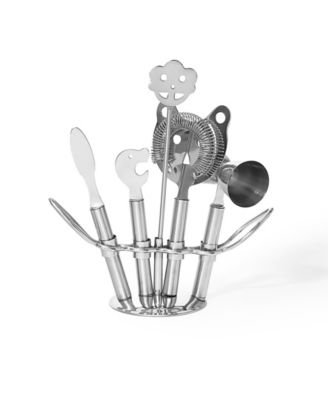 Hammered Stainless Steel 9-Pc. Barware Set