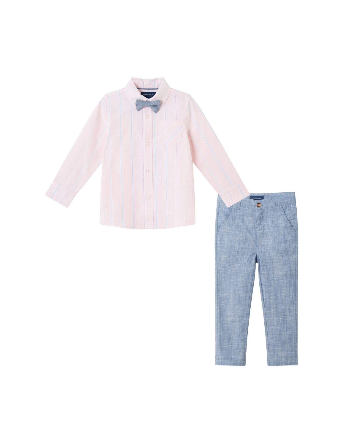 Andy & Evan Toddler Boys Toddler/Child Pink Striped Oxford Buttondown Set