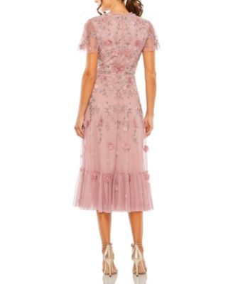 Women's Embellished High Neck Cap Sleeve A Line Dress