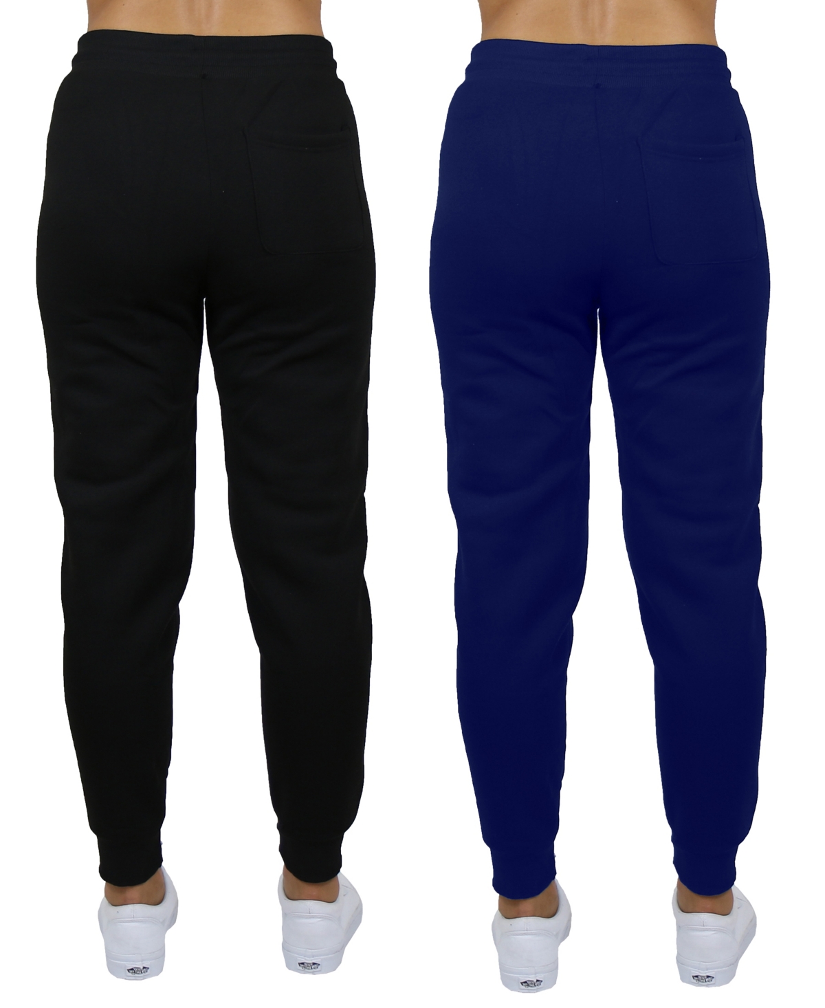 Galaxy By Harvic Women's Loose Fit Fleece Lined Jogger Sweatpants With Zipper Pockets-2 Pack In Black-navy