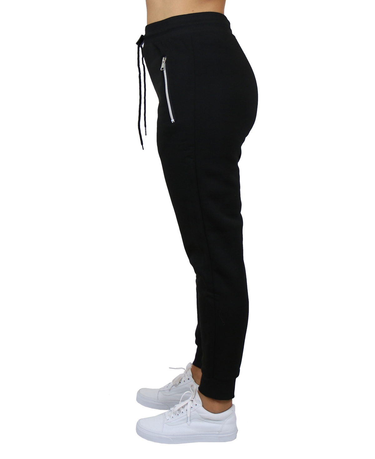 Shop Galaxy By Harvic Women's Loose Fit Fleece Lined Jogger Sweatpants With Zipper Pockets In Black