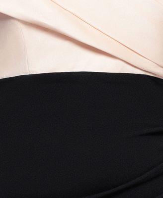 Plus Size Mixed-Material Off-The-Shoulder Gown