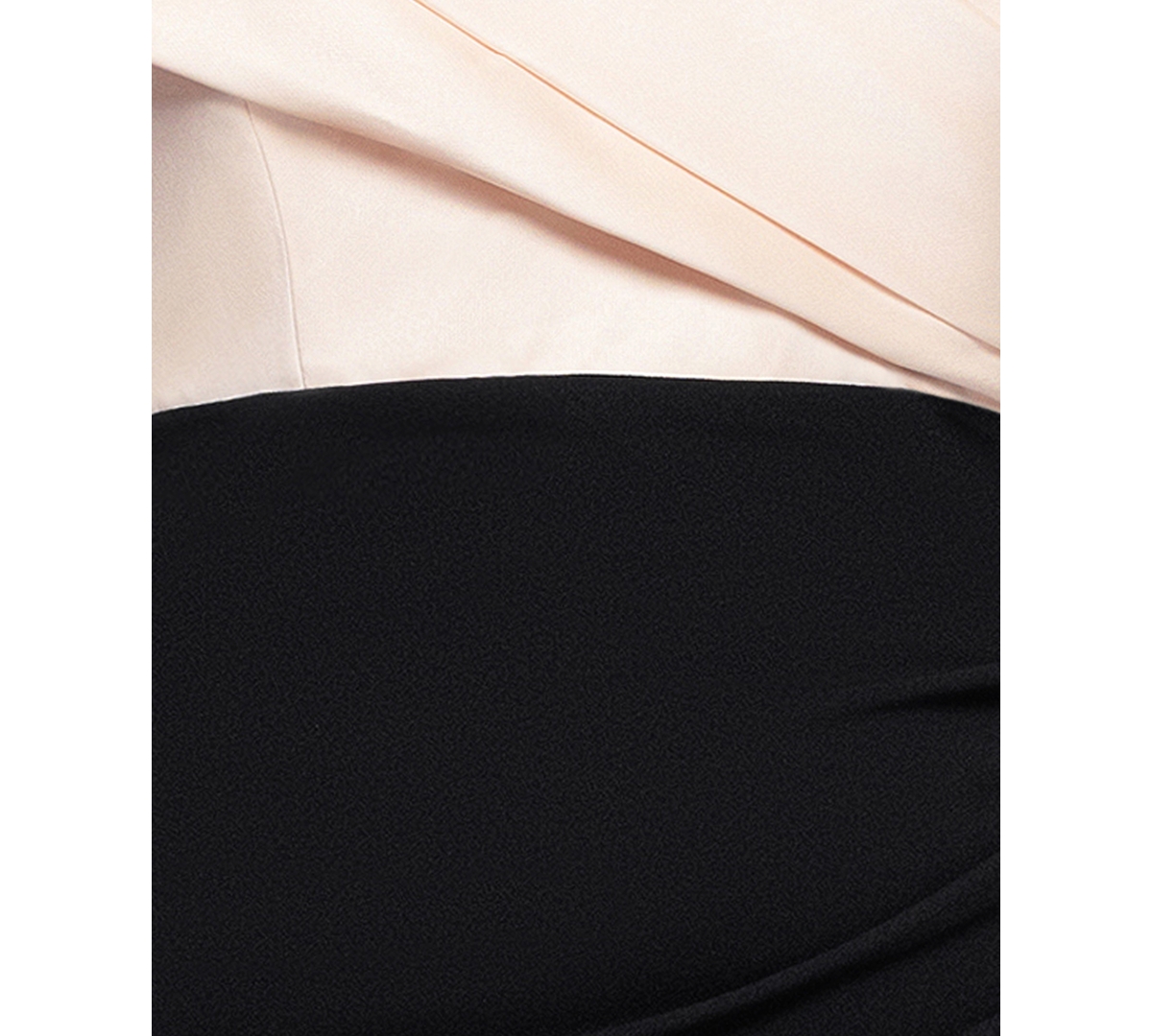 BETSY & ADAM PLUS SIZE MIXED-MATERIAL OFF-THE-SHOULDER GOWN 
