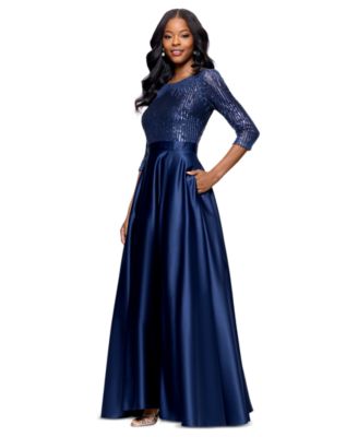 Petite Embellished Satin Gown