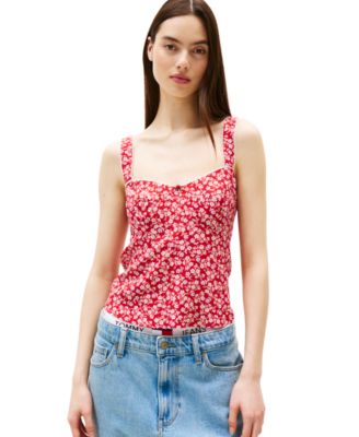 Tommy Jeans - Women's Floral-Print Sweetheart Tank Top