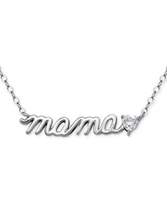 Cubic Zirconia Mama Script Pendant Necklace in 18k Gold-Plated Sterling Silver, 16" + 2" extender