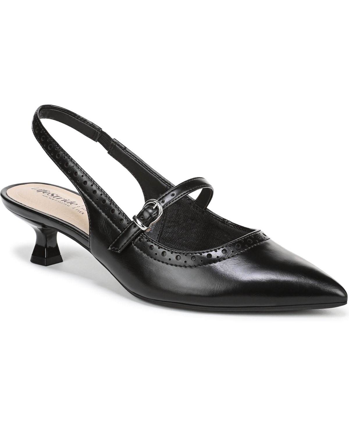 LIFESTRIDE WOMEN'S MARILYN POINTED TOE KITTEN HEEL SLINGBACK PUMPS 