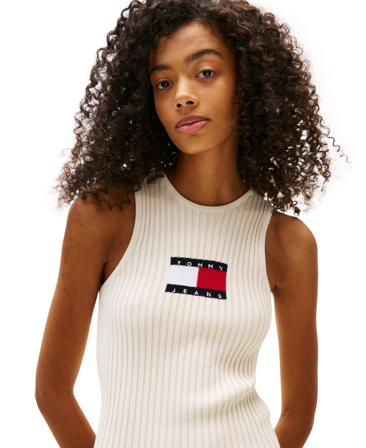 Tommy Jeans Women's Flag Graphic Sweater Mini Dress In White