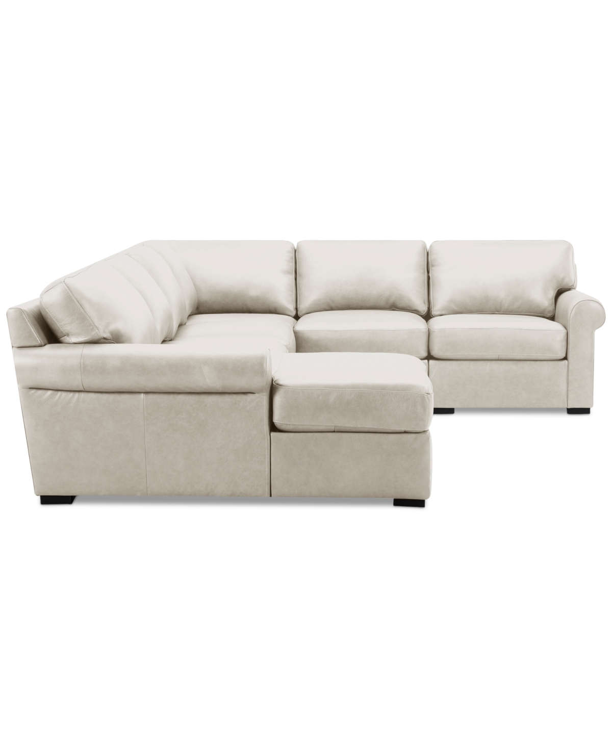 Macy's Radley Roll Arm 132" 6-pc. Leather Square Corner Chaise Sectional, Exclusively At