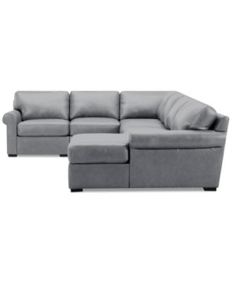 Radley Roll Arm 132" 6-Pc. Leather Square Corner Chaise Sectional