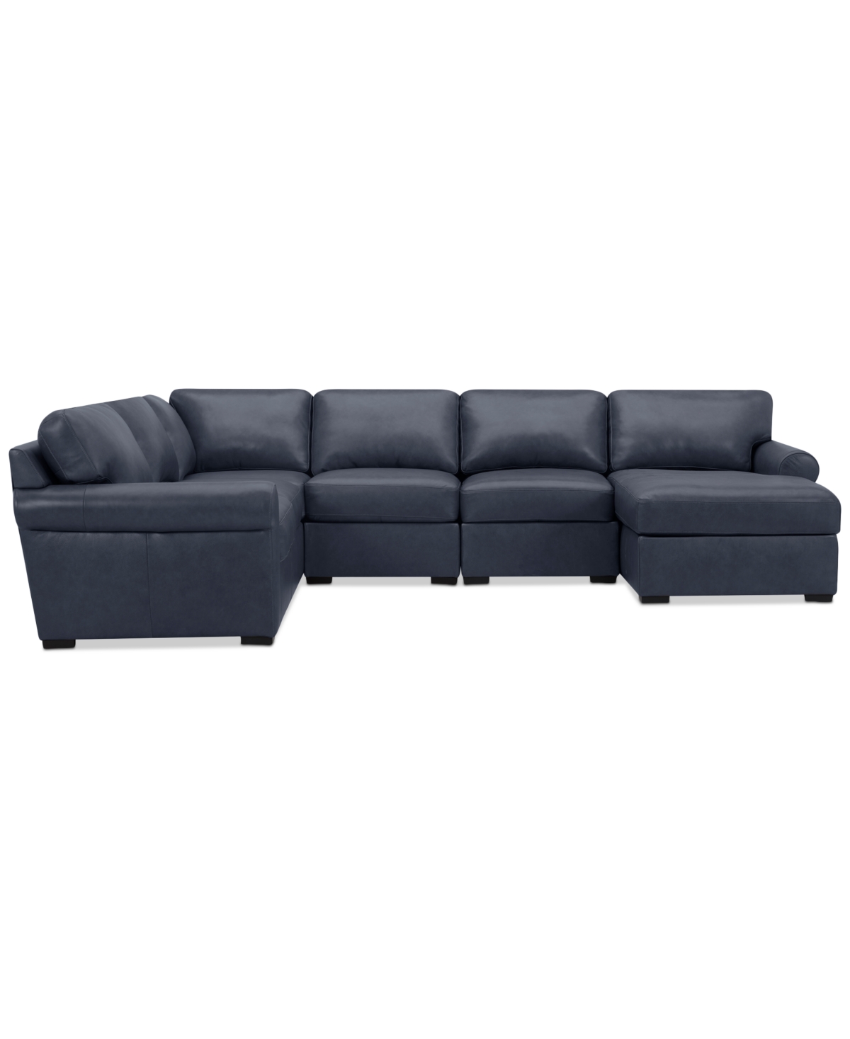 Macy's Radley Roll Arm 132" 6-pc. Leather Square Corner Chaise Sectional, Exclusively At