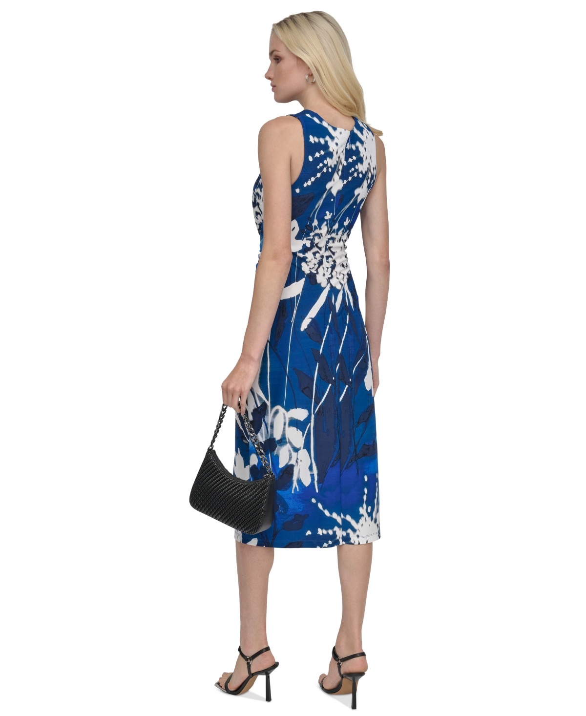 DKNY WOMEN'S FLORAL-PRINT TWISTED-WAIST MIDI DRESS 