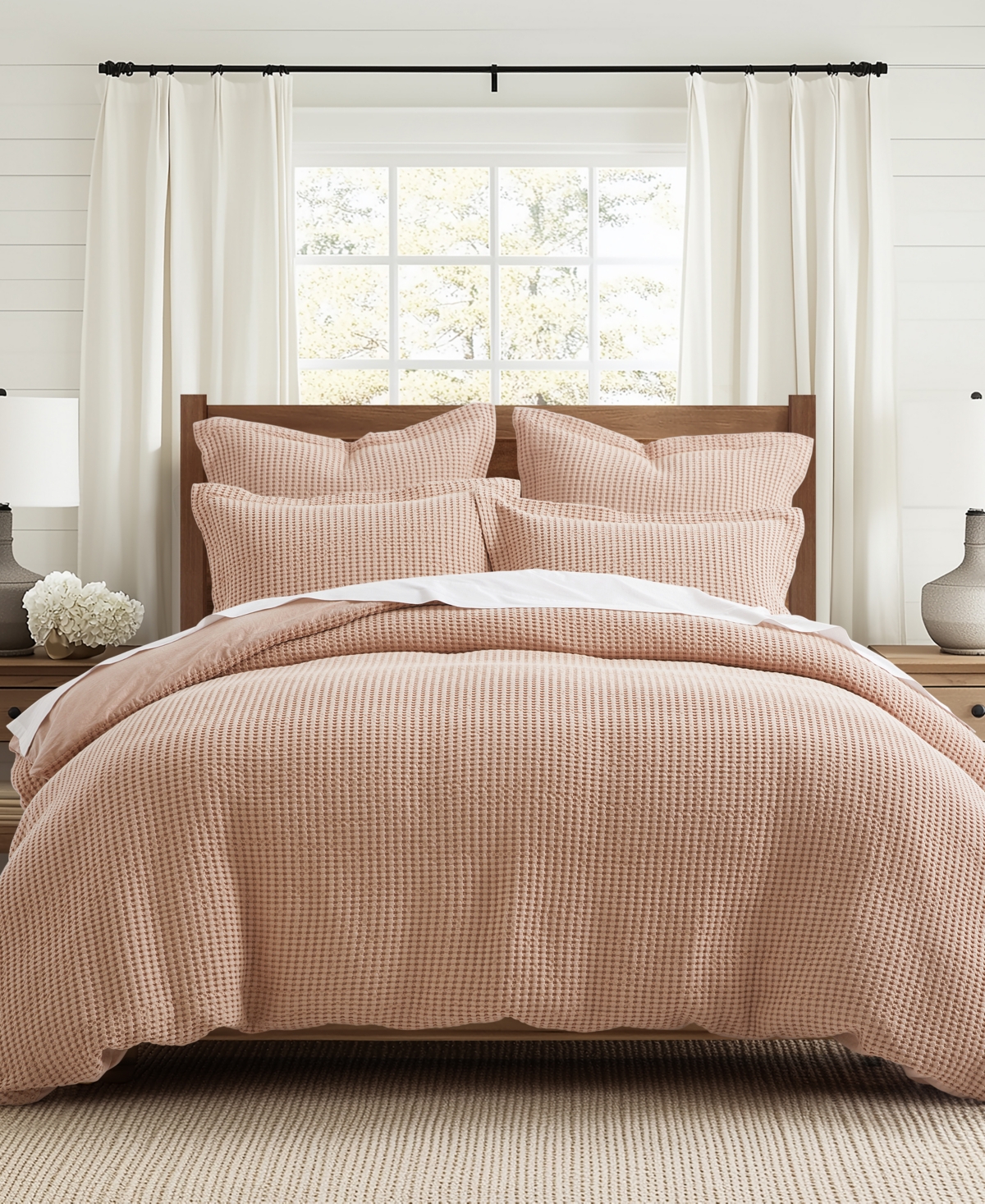 Levtex Mills Waffle Textured 2-pc. Duvet Cover Set, Twin/twin Xl In Rose