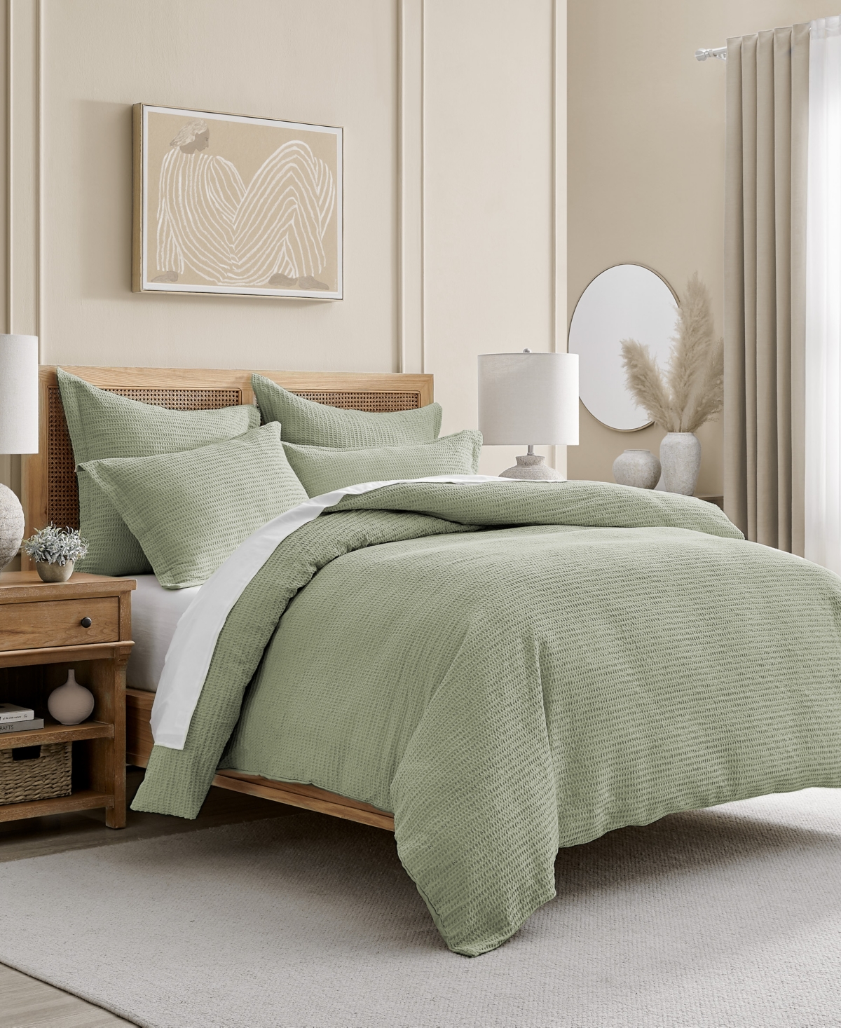 Levtex Cloud Waffle Textured 3-pc. Comforter Set, Full/queen In Desert Sage