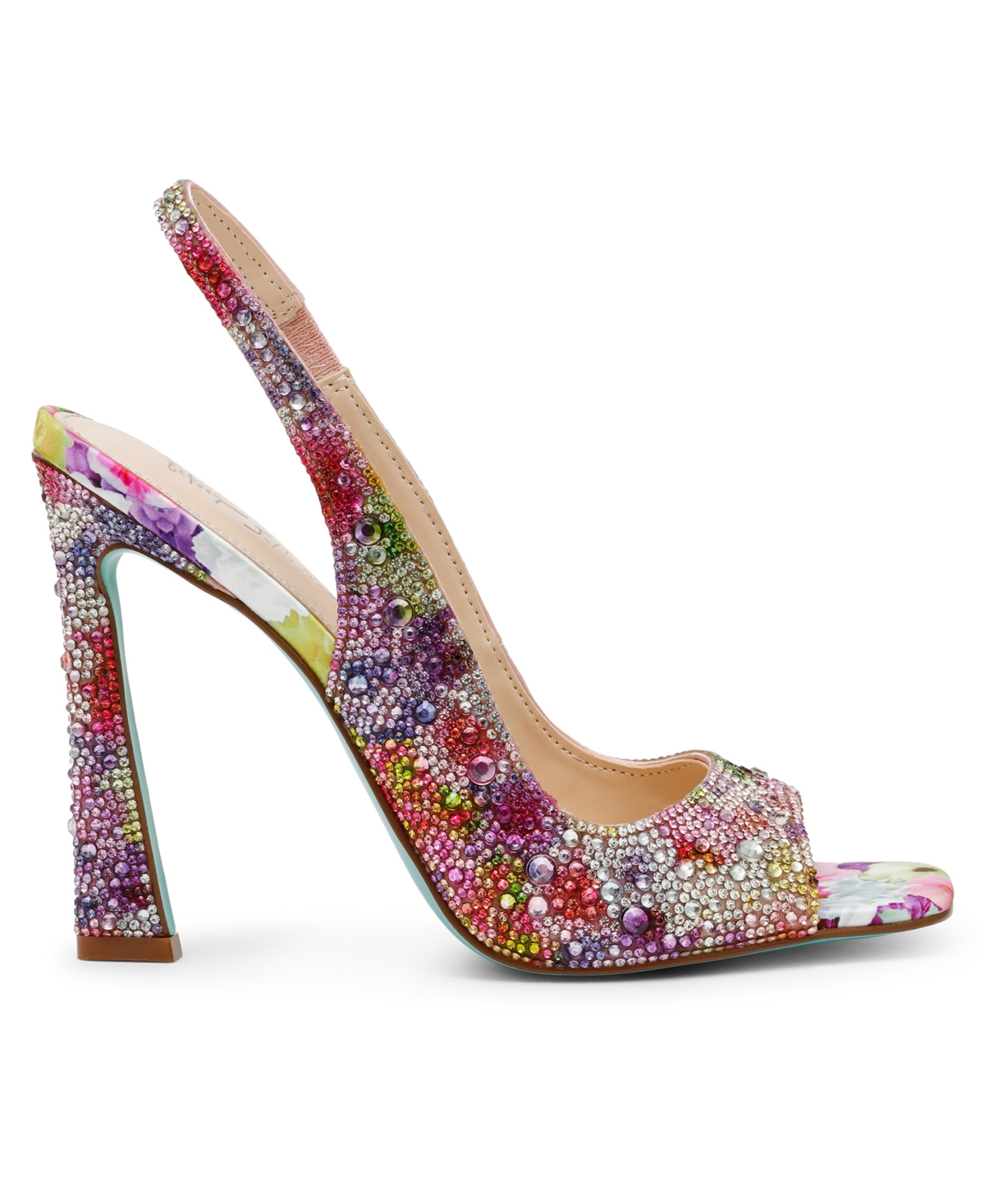 BETSEY JOHNSON WOMEN'S MINA RHINESTONE PEEP TOE EVENING SANDALS 