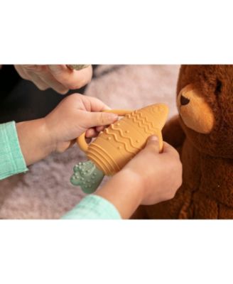 Toddler Easter Teether Set, Easter Bunny, Carrot, Chicken, Rattle Egg & Easter Basket Teething Toys Cute Easter Teethers Toys Gift Set