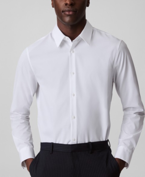 Мужские рубашки Calvin Klein Men's Slim-Fit Supima Stretch Long-Sleeve Button-Front Shirt