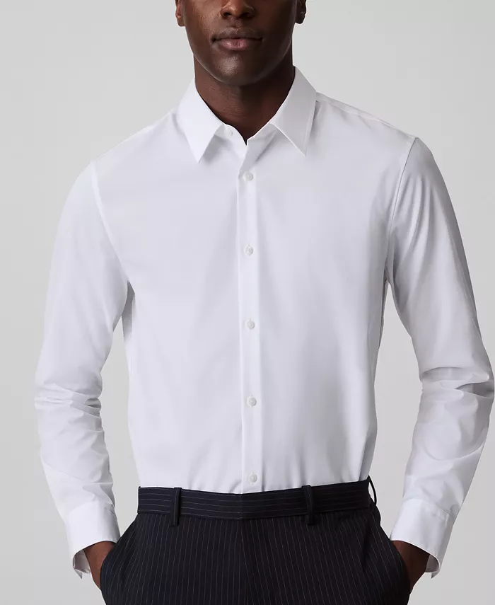 Men's Slim-Fit Supima Stretch Long-Sleeve Button-Front Shirt