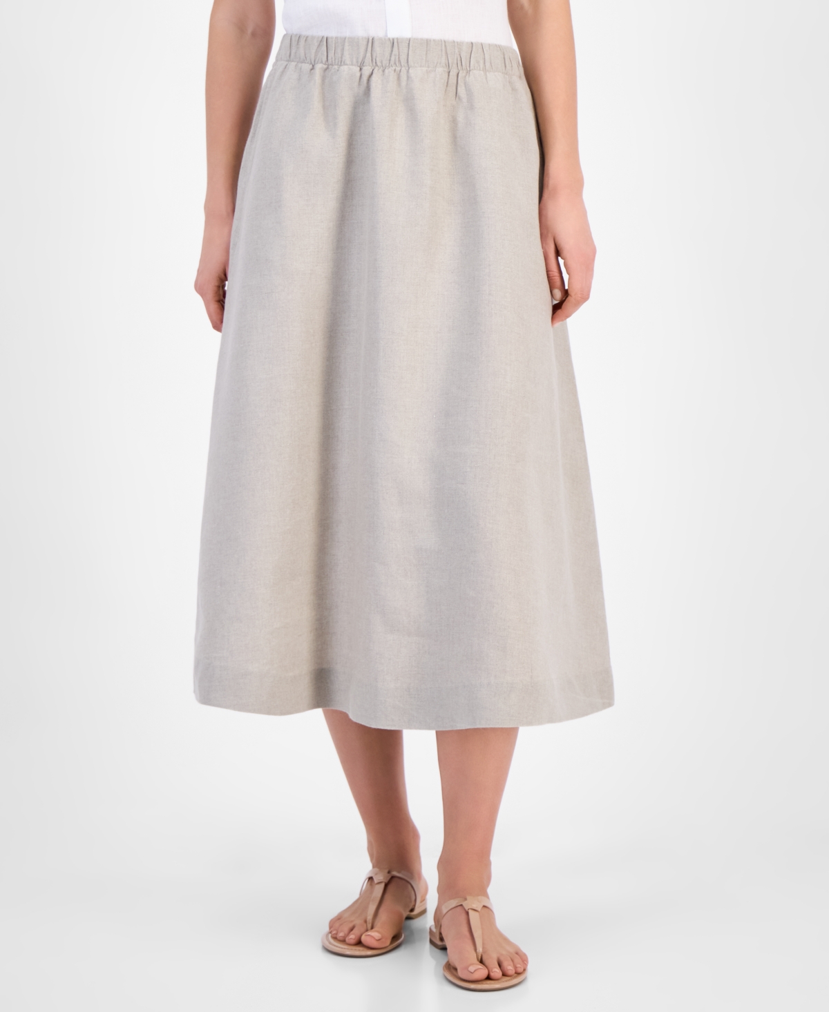CHARTER CLUB WOMEN'S PULL-ON 100% LINEN MIDI SKIRT, EXCLUSIVELY AT MACY'S 