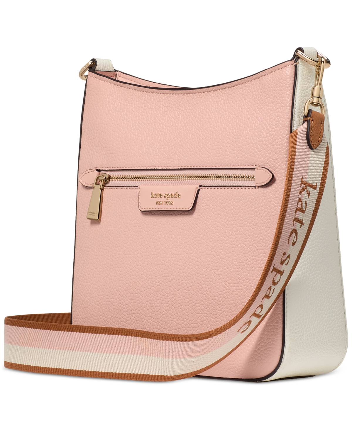 Kate Spade Hudson Colorblocked Pebbled Leather Small Messenger Crossbody In Rose Smoke Multi