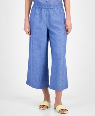 Charter Club - Women's Cropped Wide-Leg Linen Pants