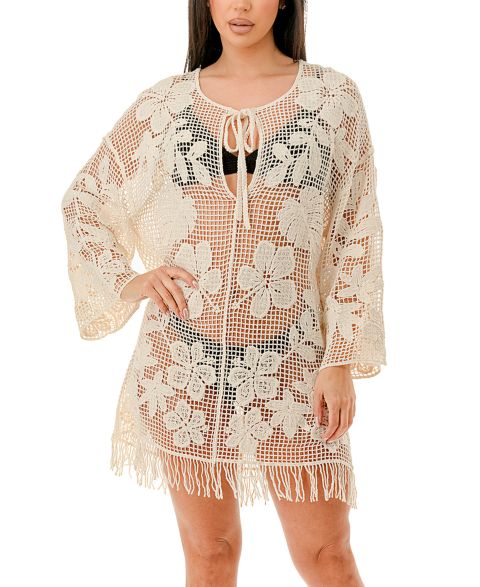 Женское платье Marcus Adler Crochet Swim Cover-Up, цвет: Кремовый