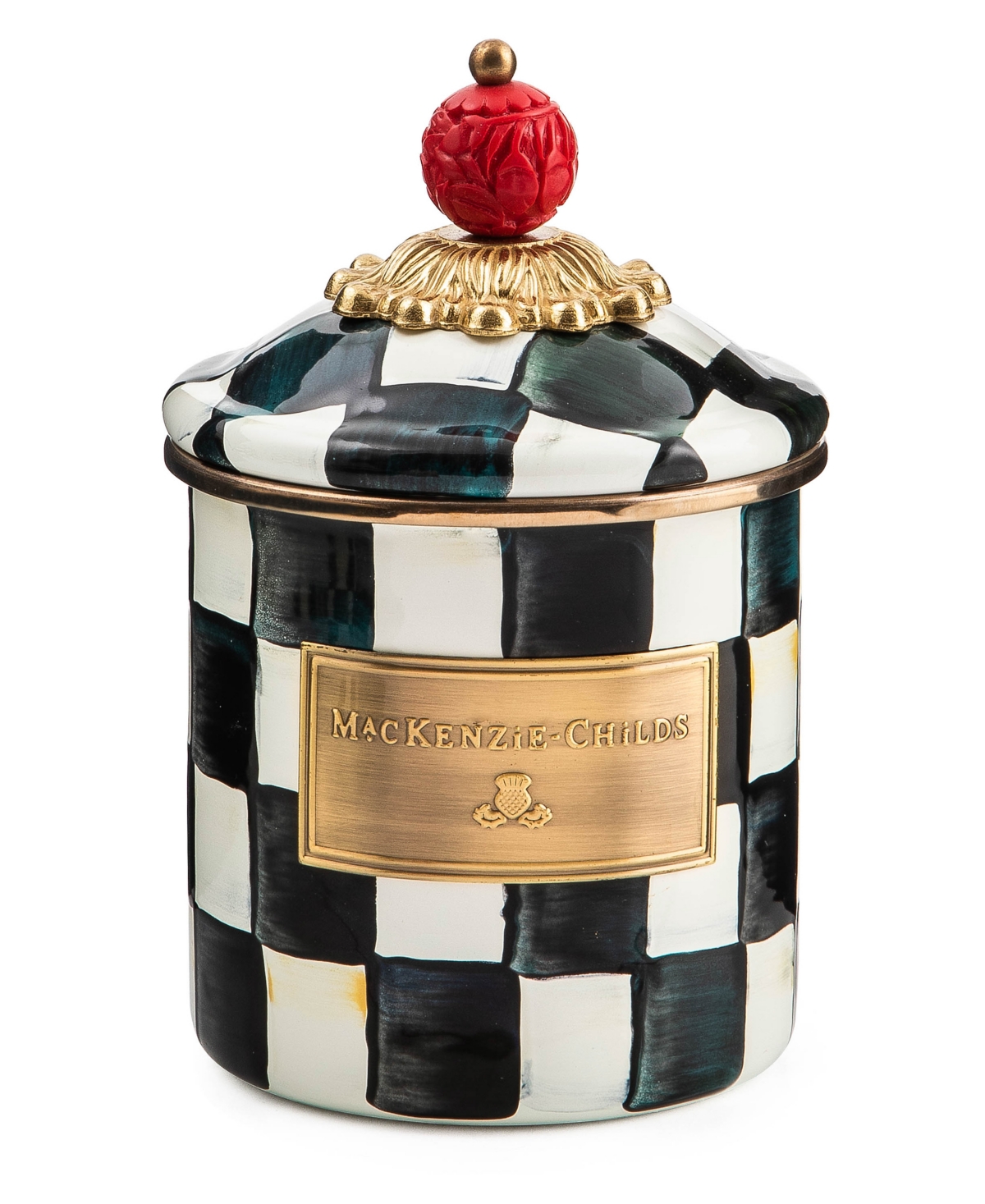 Shop Mackenzie-childs Courtly Check Demi Canister In Black,white