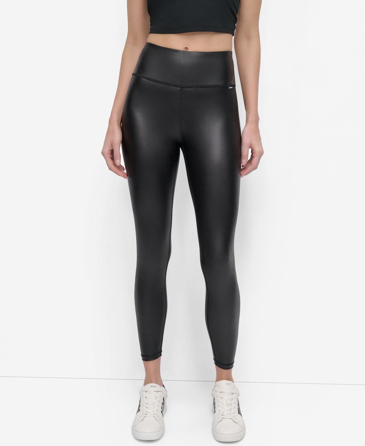 Women's Faux Leather High Waist 7/8 Legging Pants - Black