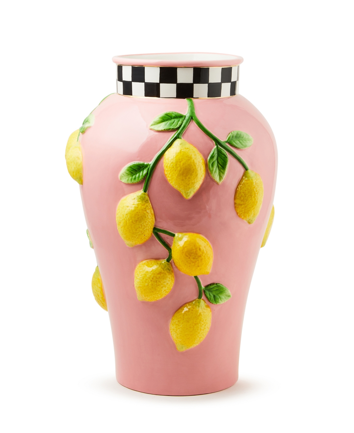 Mackenzie-childs Tutti Frutti Lemon Vase In Pink