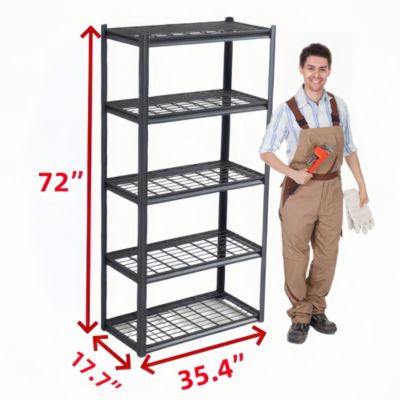 5 Tier Heavy Duty Metal Storage Shelves,Easy to Assemble,Adjustable,Storage Shelves for Basements, Garages and Kitchen, 72 "H35.4 "W17.7 "D