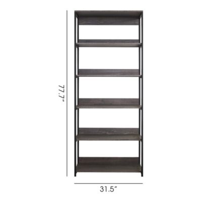 Monica Wood and Metal Walk in Closet Five Shelves Rustic Gray Powder Coated Metal Frame Extra Deep Storage