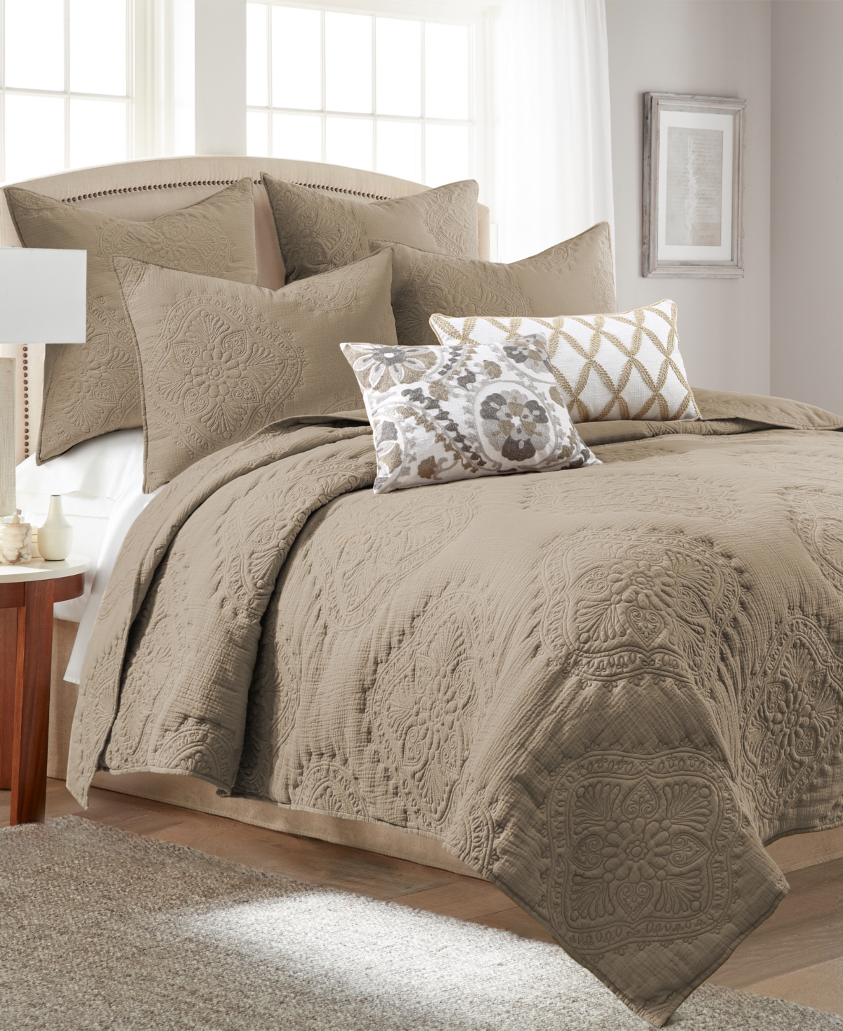 Levtex Muslin Stitch Stitching 2-pc. Quilt Set, Twin/twin Xl In Taupe