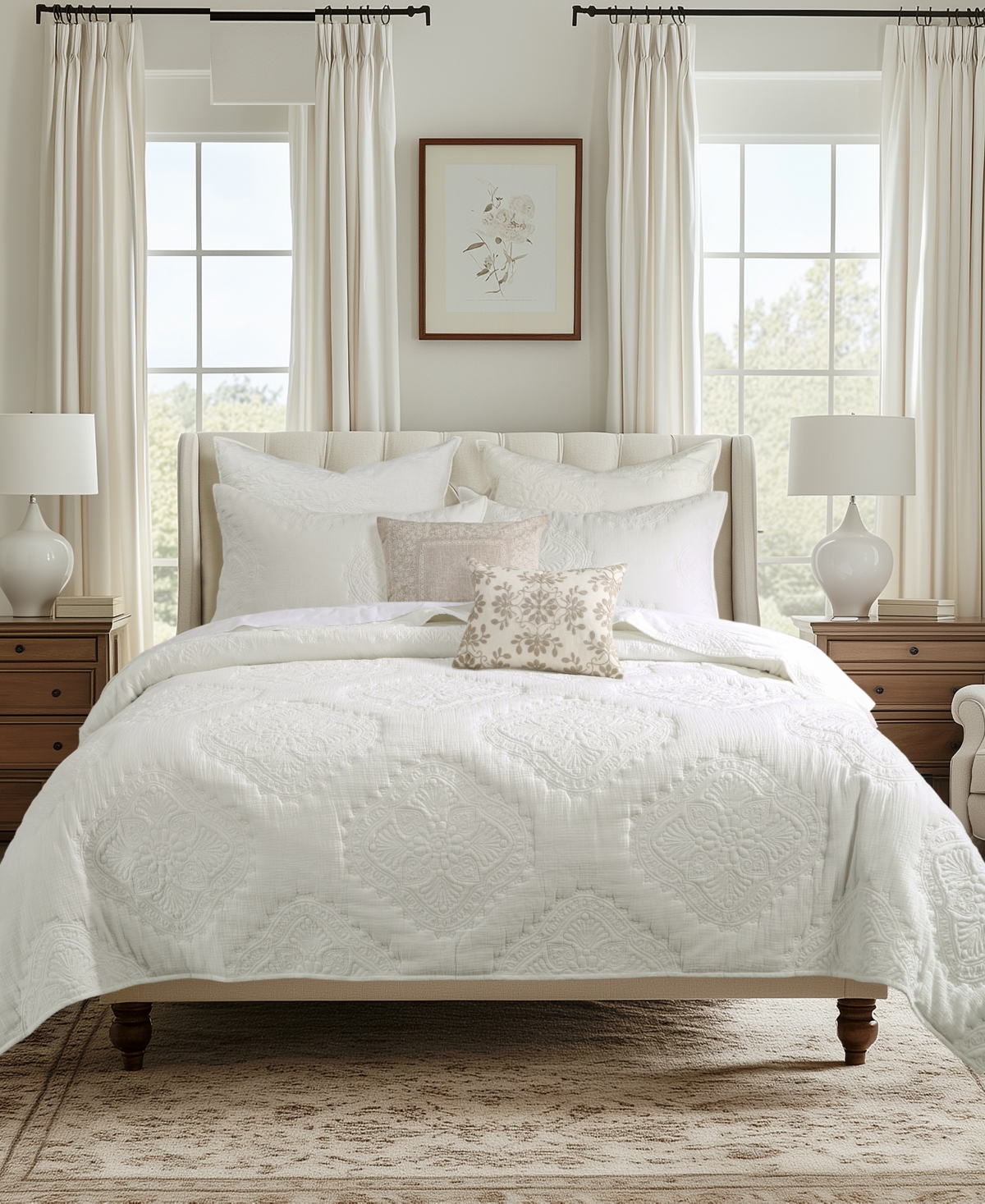 Levtex Muslin Stitch Stitching 3-pc. Quilt Set, Full/queen In Cream